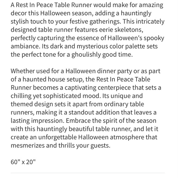 Rest in Peace Skull and Bones lace runner - Picture 3 of 12